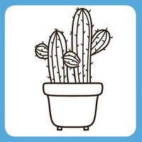 vektor illustration av söt kaktus med vit bakgrund, kaktus platt ikon, Sammanträde kaktus växt