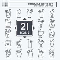 Symbol einstellen Cocktails. verbunden zu Restaurants Symbol. Linie Stil. einfach Design editierbar. einfach Illustration vektor