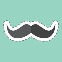 klistermärke linje skära mustasch. relaterad till mode symbol. enkel design redigerbar. enkel illustration vektor