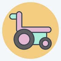 ikon rullstol. relaterad till medicinsk symbol. Färg para stil. enkel design redigerbar. enkel illustration vektor