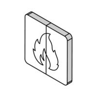 Nej öppen brand upplyst match nödsituation isometrisk ikon vektor illustration