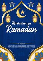 Vektor Blau Luxus Ramadan kareem Poster Vorlage