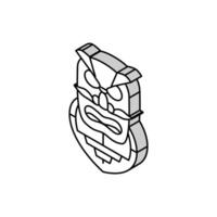 kagura dansa mask shintoismen isometrisk ikon vektor illustration