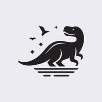 svart dinosaurie silhuetter, dinosaurie logotyp ikon vektor