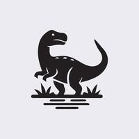 svart dinosaurie silhuetter, dinosaurie logotyp ikon vektor