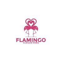 flamingo fågel logotyp begrepp, elegant flamingo med kärlek logotyp vektor mall