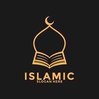 lyx muslim lära sig logotyp, islam inlärning logotyp mall, vektor illustration