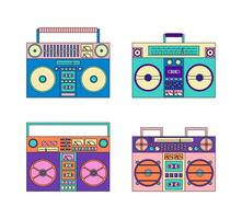 Karikatur Farbe anders Boombox Symbol Satz. Vektor