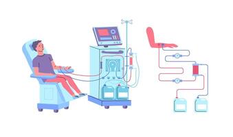 tecknad serie karaktär pojke och hemodialys njur- schema begrepp. vektor