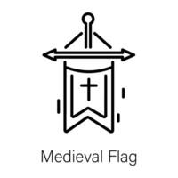 trendig medeltida flagga vektor