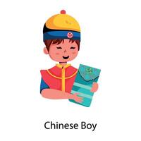 trendig kinesisk pojke vektor