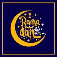 Ramadan kareem typografisch Design auf Blau Hintergrund. vektor