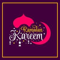 Ramadan kareem typografisch Design auf Rosa Hintergrund. vektor