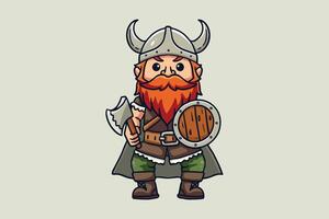 söt viking tecknad serie karaktär illustration vektor