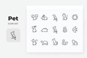 linjär enkel sällskapsdjur ikon design uppsättning vektor