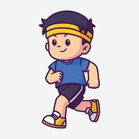 söt barn joggning tecknad serie karaktär vektor