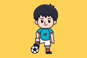 süß Fußball Spieler Karikatur Charakter vektor