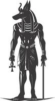 Silhouette Anubis das Ägypten mythisch Kreatur schwarz Farbe nur vektor