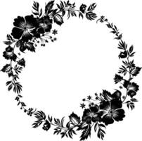 ai generiert Blumen- Rahmen und Kranz Element zum Hochzeit Einladung Vorlage schwarz Farbe nur vektor
