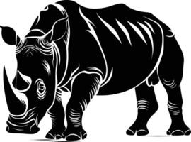 ai generiert Silhouette Nashorn Tier schwarz Farbe nur voll Körper vektor