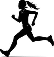 ai genererad silhuett kvinna löpning för sport svart Färg endast vektor
