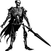 ai generiert Silhouette Skelett Krieger schwarz Farbe nur voll Körper vektor
