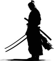 ai generiert Silhouette Samurai schwarz Farbe nur voll Körper vektor