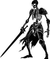 ai generiert Silhouette Skelett Krieger schwarz Farbe nur voll Körper vektor