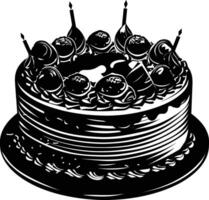 ai generiert Silhouette Geburtstag Kuchen schwarz Farbe nur vektor