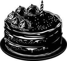 ai generiert Silhouette Geburtstag Kuchen schwarz Farbe nur vektor