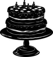 ai generiert Silhouette Geburtstag Kuchen schwarz Farbe nur vektor