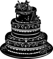 ai generiert Silhouette Geburtstag Kuchen schwarz Farbe nur vektor