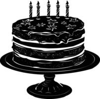 ai generiert Silhouette Geburtstag Kuchen schwarz Farbe nur vektor