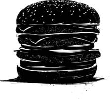 ai genererad silhuett hamburgare svart Färg endast vektor