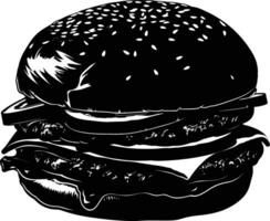 ai genererad silhuett hamburgare svart Färg endast vektor