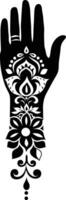 ai generiert Silhouette Handgelenk mit Henna tätowieren Mandala tätowieren schwarz Farbe nur vektor
