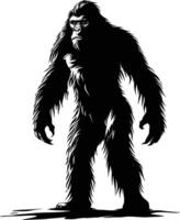 ai generiert Silhouette Yeti das mythisch Kreatur uralt Tier schwarz Farbe nur vektor