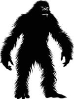 ai generiert Silhouette Yeti das mythisch Kreatur uralt Tier schwarz Farbe nur vektor