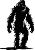 ai generiert Silhouette Yeti das mythisch Kreatur uralt Tier schwarz Farbe nur vektor