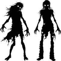 ai generiert Silhouette Zombie Frauen schwarz Farbe nur voll Körper vektor