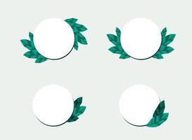 Kreis Frames dekoriert mit tropisch Grün Blätter eben Vektor Illustration isoliert auf Weiß Hintergrund. natürlich Rand zum Einladung Karte.