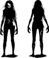 ai generiert Silhouette Zombie Frauen schwarz Farbe nur voll Körper vektor