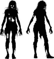 ai generiert Silhouette Zombie Frauen schwarz Farbe nur voll Körper vektor