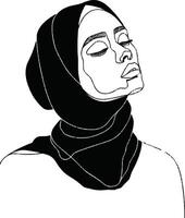 ai generiert ästhetisch Frauen Hijab kontinuierlich Linie Kunst Stil Symbol von Frauen Tage vektor