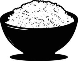 ai genererad silhuett en skål av ris mat svart Färg endast vektor