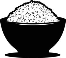 ai generiert Silhouette ein Schüssel von Reis Essen schwarz Farbe nur vektor