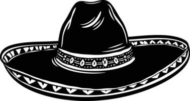 ai genererad silhuett mexikansk hatt sombrero svart Färg endast vektor
