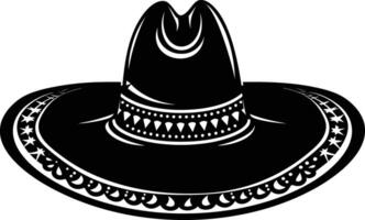 ai genererad silhuett mexikansk hatt sombrero svart Färg endast vektor