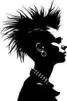 ai genererad silhuett punk- lady kvinna hud huvud svart Färg endast vektor
