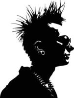 ai generiert Silhouette Punk Mann Kopf Haut Kopf schwarz Farbe nur voll Körper vektor